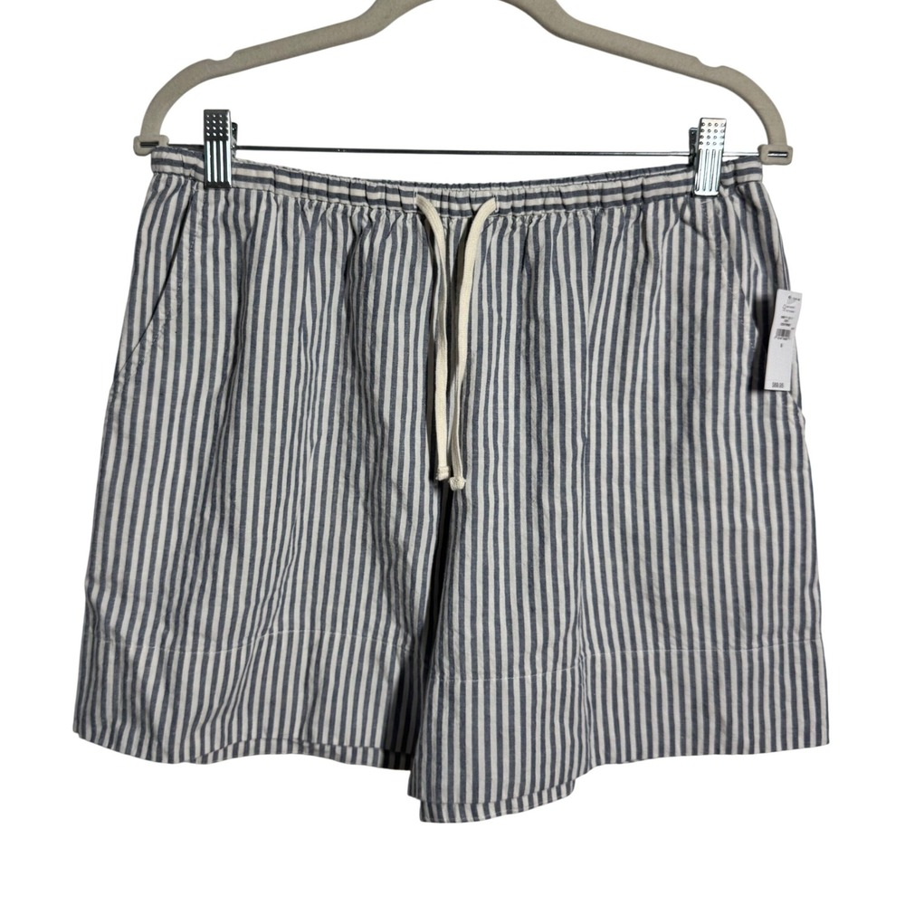 Gap Women Blue White Striped Linen Blend Drawstring Shorts S NWT Coastal Preppy